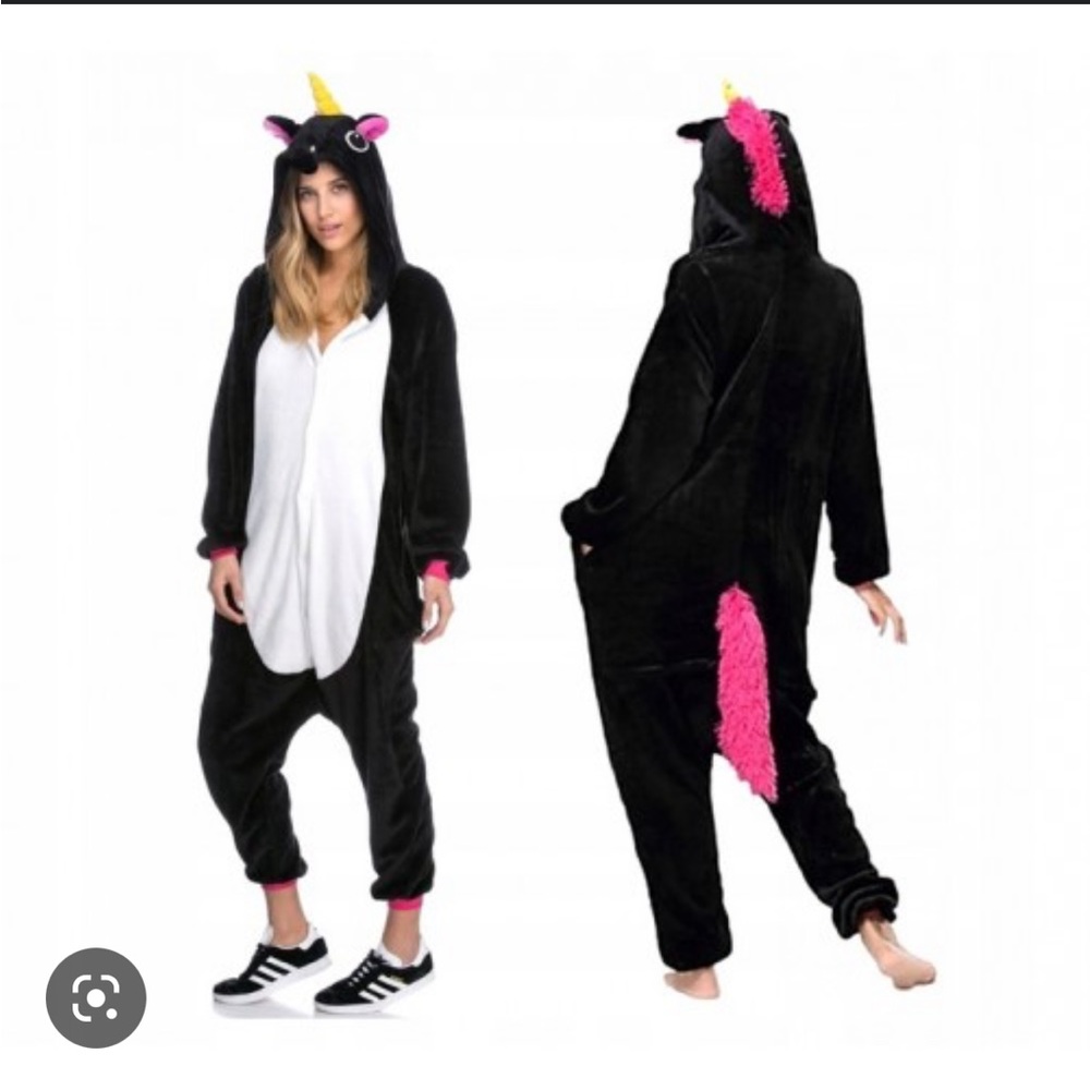 Black Unicorn Adult Onesie. Size Large.